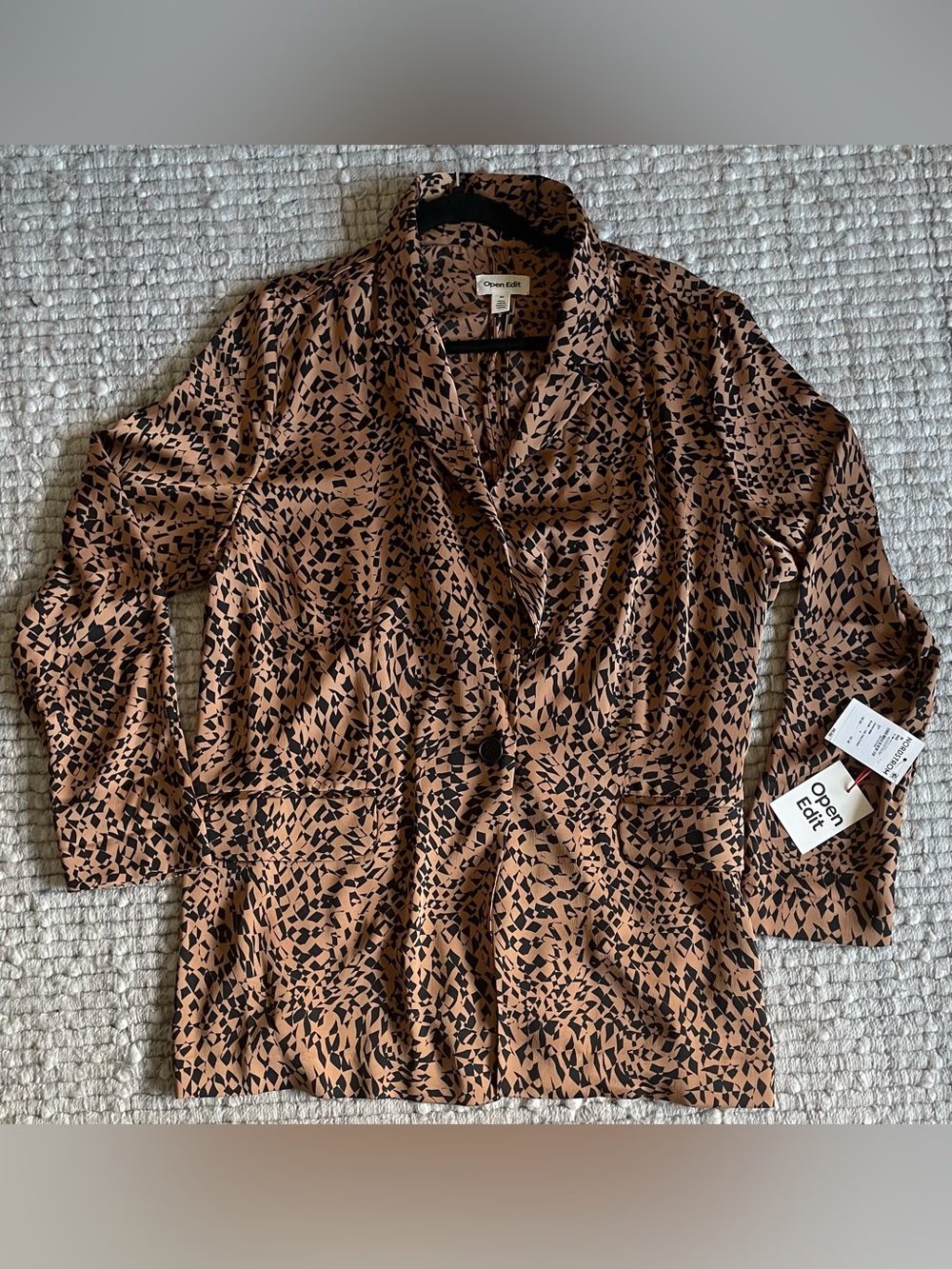 Women's Tan & Black Printed Blazer